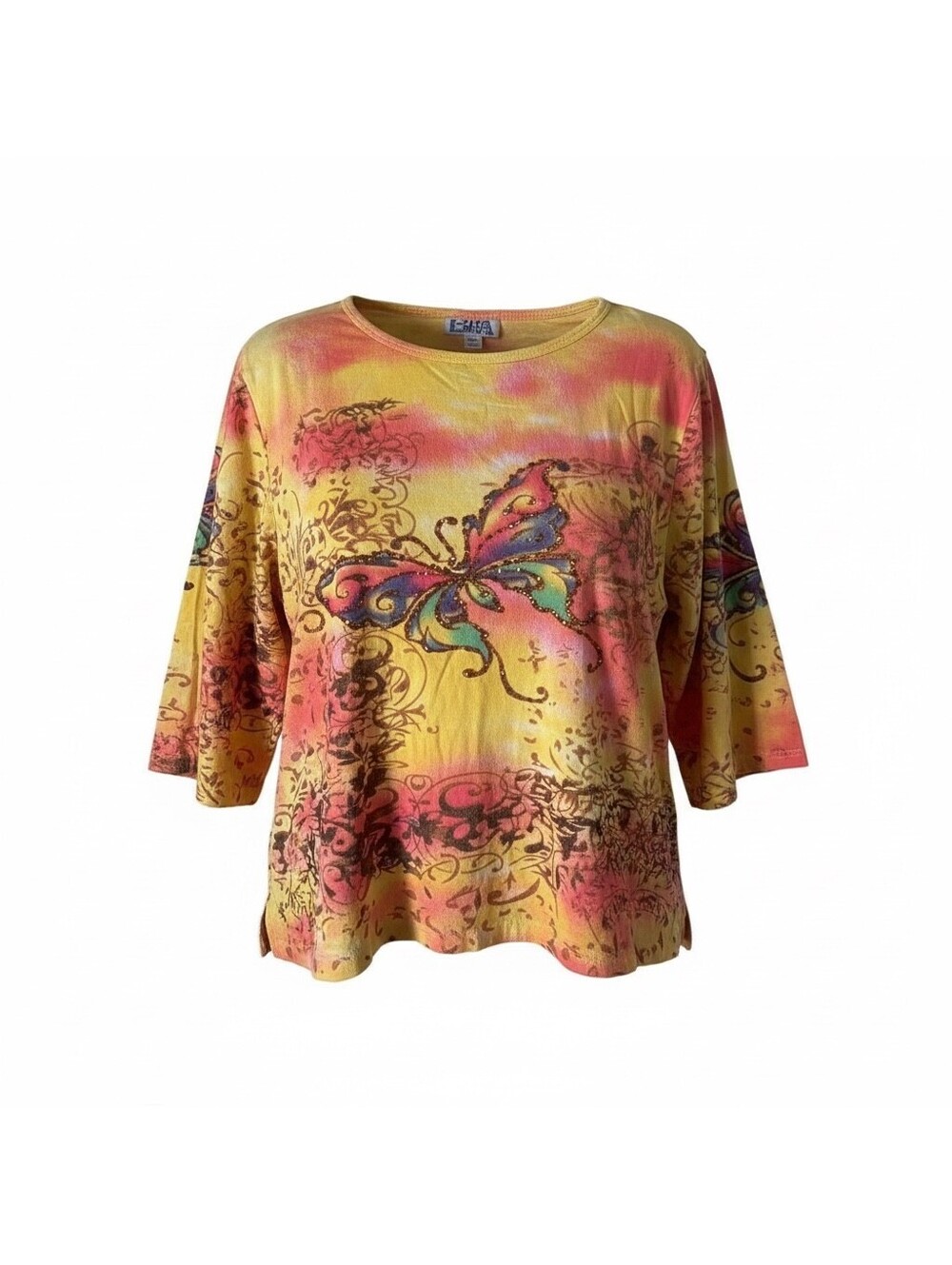 BFA Classics Vintage 1990s Y2K Butterfly T-Shirt 100% Cotton Rhinestone Blingy